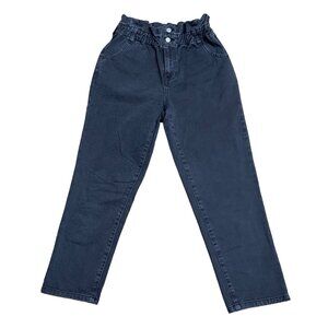 PACSUN MOM JEANS PAPERBAG HIGH RISE STRAIGHT SIZE 28 BLACK GRUNGE ELASTIC WAIST